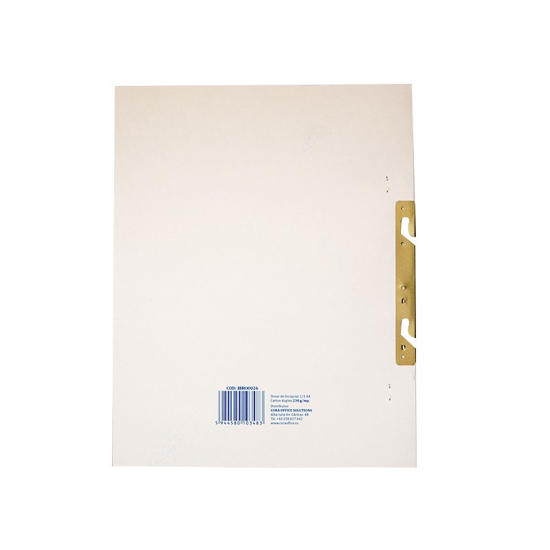 Dosar A4, 230 grame/mp, incopciat 1/1, carton alb - imagine 3